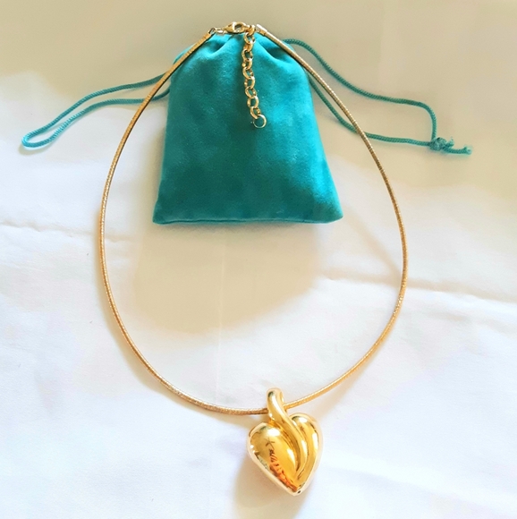 14K Gold over Sterling silver Heart Pendant And Necklace 18" inches - Picture 3 of 9